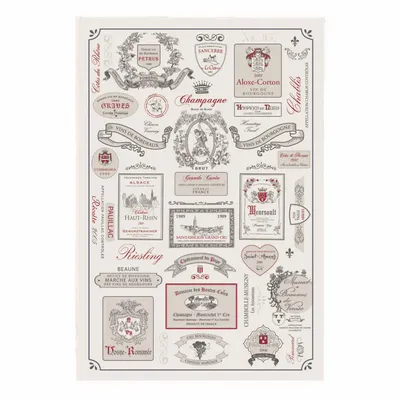 Dish towels - Kitchen Towel Etiquettes De Vins Ecru 48 X 72 - MAISON VIVARAISE - SDE VIVARAISE WINKLER