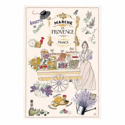 Torchons - Torchon Les marchés de Provence Ecru 48 x 72 - MAISON VIVARAISE - SDE VIVARAISE WINKLER