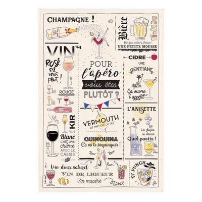 Dish towels - Kitchen Towel Verres Et Aperos Ecru 48 X 72 - MAISON VIVARAISE - SDE VIVARAISE WINKLER