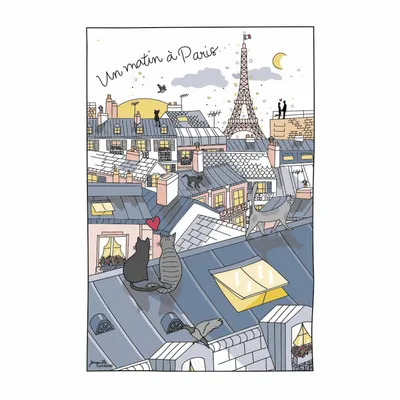 Torchons - Torchon Toits de Paris Blanc 48 x 72 - MAISON VIVARAISE - SDE VIVARAISE WINKLER