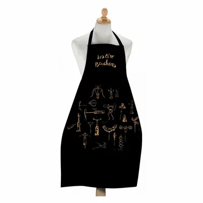 Tabliers de cuisine - Grand Tablier de cuisine Les Tire-Bouchons Noir 72 x 96 - MAISON VIVARAISE - SDE VIVARAISE WINKLER