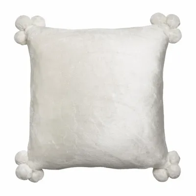 Coussins - Coussin Tender pompons Neige 45 x 45 - MAISON VIVARAISE - SDE VIVARAISE WINKLER