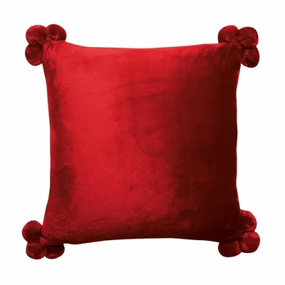 Coussins - Coussin Tender pompons Rubis 45 x 45 - MAISON VIVARAISE - SDE VIVARAISE WINKLER