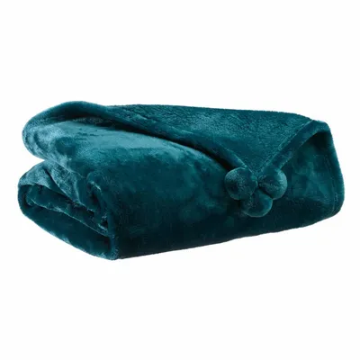 Plaids - Plaid Tender pompons Paon 130 x 170 - MAISON VIVARAISE - SDE VIVARAISE WINKLER