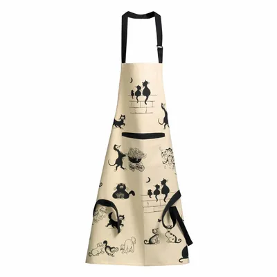 Tabliers de cuisine - Tablier de cuisine imprimé Dubout 3 chats Beige 72 x 85 - MAISON VIVARAISE - SDE VIVARAISE WINKLER