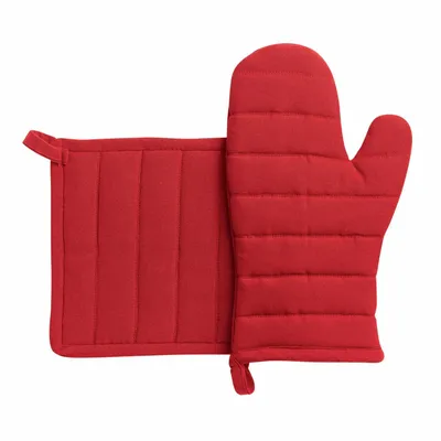 Maniques - Lot gant/manique recyclé Jona Rouge 15 x 30 - MAISON VIVARAISE - SDE VIVARAISE WINKLER