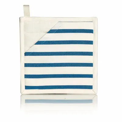 Maniques - Manique 2 en 1 Nalou Ivoire/bleu 20 x 20 - MAISON VIVARAISE - SDE VIVARAISE WINKLER