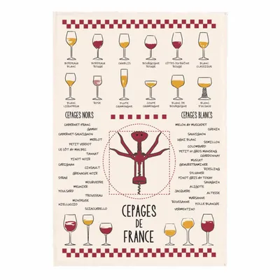 Dish towels - Kitchen Towel Vins Et Cepages Ecru 50 X 70 - MAISON VIVARAISE - SDE VIVARAISE WINKLER