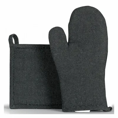 Maniques - Lot gant de cuisine/manique Davis Noir Recyclé 15 x 30 - MAISON VIVARAISE - SDE VIVARAISE WINKLER
