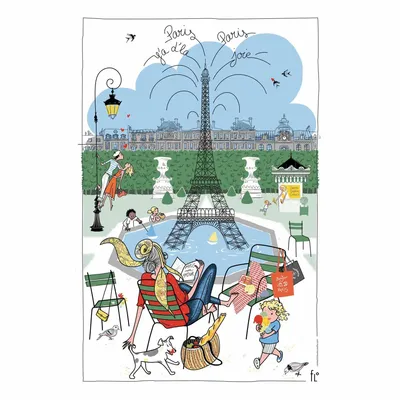 Torchons - Torchon Les jardins parisiens Blanc 48 x 72 - MAISON VIVARAISE - SDE VIVARAISE WINKLER