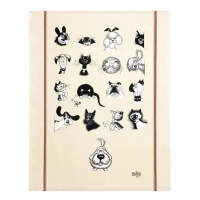 Torchons - Grand torchon Dubout Multi portraits Ecru 60 x 80 - MAISON VIVARAISE - SDE VIVARAISE WINKLER