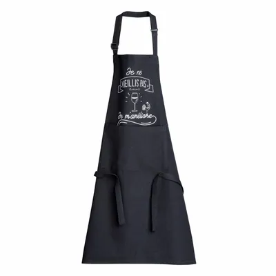 Aprons - Recycled I'm improving kitchen apron Noir 72 X 90 - MAISON VIVARAISE - SDE VIVARAISE WINKLER