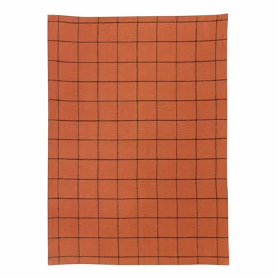Dish towels - Kilia Checkered Linen-Cotton Tea Towel Brique 50 X 70 - MAISON VIVARAISE - SDE VIVARAISE WINKLER