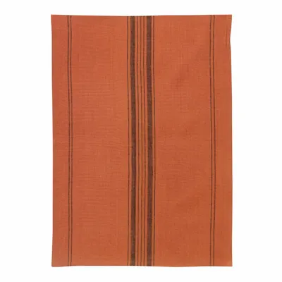 Dish towels - Kilia Striped Linen-Cotton Tea Towel Brique 50 X 70 - MAISON VIVARAISE - SDE VIVARAISE WINKLER