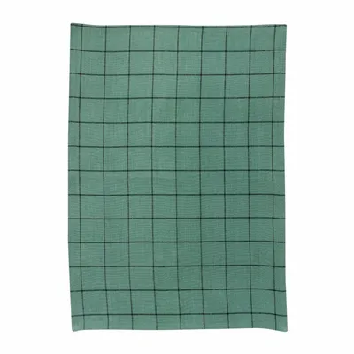 Dish towels - Kilia Checkered Linen-Cotton Tea Towel Vert de gris 50 X 70 - MAISON VIVARAISE - SDE VIVARAISE WINKLER