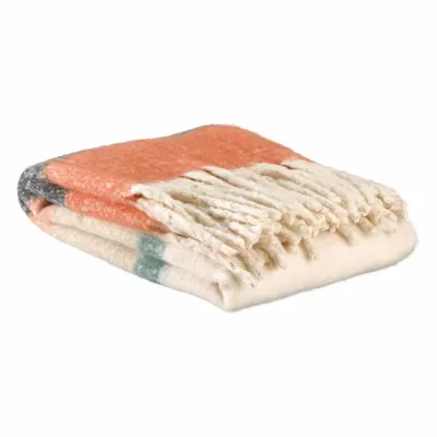 Throw blankets - Recycled Striped Throw Isabel Chataigne 130 X 160 - MAISON VIVARAISE - SDE VIVARAISE WINKLER