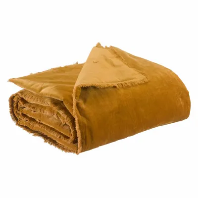 Throw blankets - Plain Fara Throw Safran 135 X 200 - MAISON VIVARAISE - SDE VIVARAISE WINKLER