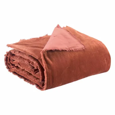 Throw blankets - Plain Fara Throw Sienne 135 X 200 - MAISON VIVARAISE - SDE VIVARAISE WINKLER