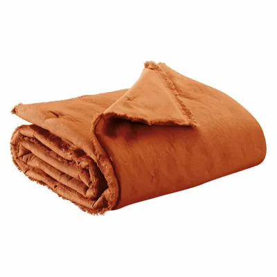 Throw blankets - Laly Plain Throw Cuivre 135 X 200 - MAISON VIVARAISE - SDE VIVARAISE WINKLER