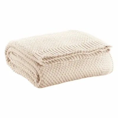 Throw blankets - Recycled Knit Throw Danilo Ivoire 130 X 160 - MAISON VIVARAISE - SDE VIVARAISE WINKLER