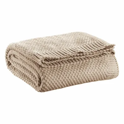 Plaids - Plaid tricot recyclé Danilo Naturel 130 x 160 - MAISON VIVARAISE - SDE VIVARAISE WINKLER