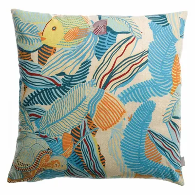Coussins - Coussin imprimé Dori Lagon 45 x 45 - MAISON VIVARAISE - SDE VIVARAISE WINKLER