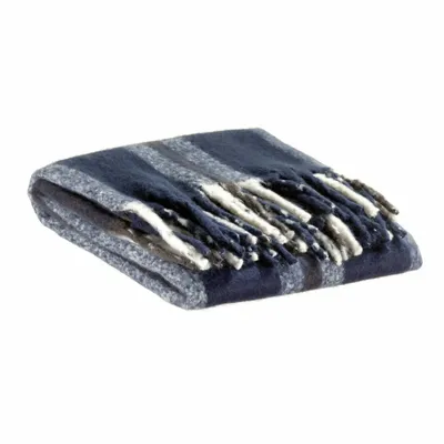Throw blankets - Recycled Striped Plaid Isabel Marine 130 X 160 - MAISON VIVARAISE - SDE VIVARAISE WINKLER