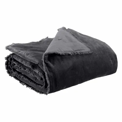 Throw blankets - Plain Fara Throw Caviar 135 X 200 - MAISON VIVARAISE - SDE VIVARAISE WINKLER