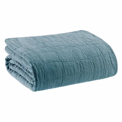 Linge de lit - Jeté recyclé Titou Acier 260 x 260 - MAISON VIVARAISE - SDE VIVARAISE WINKLER