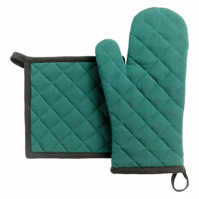 Potholders - Recycled oven glove and potholder set Grace Paon 15 X 32 - MAISON VIVARAISE - SDE VIVARAISE WINKLER