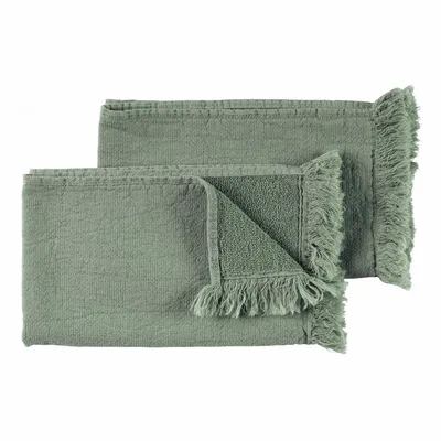 Bath towels - Set of 2 Luna Guest Towels Detox Green 50 X 30 - LA CERISE SUR LE GATEAU