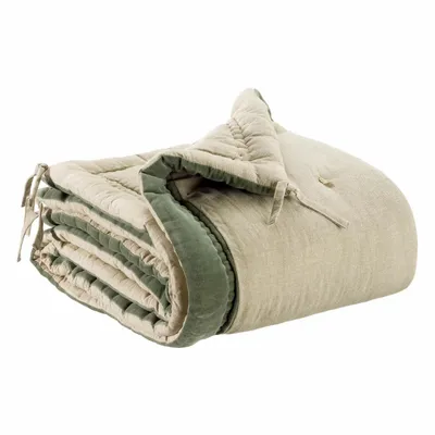 Throw blankets - Quilt Elise Chambray Verveine 80 X 180 - MAISON VIVARAISE - SDE VIVARAISE WINKLER