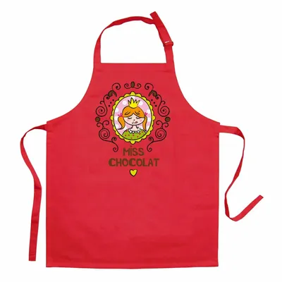 Aprons - Recycled kids' kitchen apron Miss Chocolat Rouge 52 X 63 - MAISON VIVARAISE - SDE VIVARAISE WINKLER