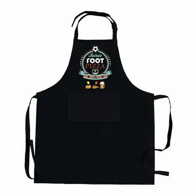 Aprons - Recycled kitchen apron Soirée Foot Pizza Noir 72 X 90 - MAISON VIVARAISE - SDE VIVARAISE WINKLER