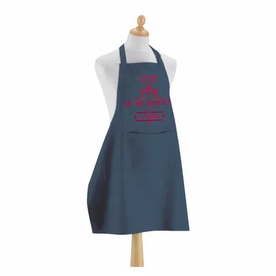 Aprons - Recycled kitchen apron Je me bonifie avec l'âge recyclé Indigo/Rouge 72 X 90 - MAISON VIVARAISE - SDE VIVARAISE WINKLER