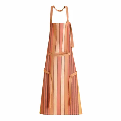 Aprons - Recycled kitchen apron with pocket Yuna Terracotta 72 X 85 - MAISON VIVARAISE - SDE VIVARAISE WINKLER