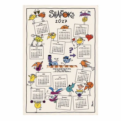 Dish towels - Tea Towel Shadoks Calendrier 2027 Écru 48 X 72 - MAISON VIVARAISE - SDE VIVARAISE WINKLER