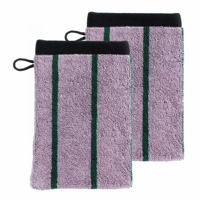 Autres linges de bain - Lot de 2 gants de toilette Charly Lilas 15 x 21 - LA CERISE SUR LE GATEAU