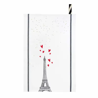 Torchons - Torchon Eiffel Coeurs Blanc 50 x 70 - LA CERISE SUR LE GATEAU