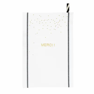 Torchons - Torchon Merci Or Blanc 50 x 70 - LA CERISE SUR LE GATEAU