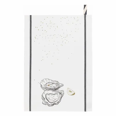 Torchons - Torchon Huîtres et Citron Blanc 50 x 70 - LA CERISE SUR LE GATEAU