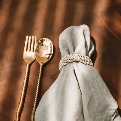 Kitchen utensils - The Beaded Napkin Ring - White - BAZAR BIZAR LIVING