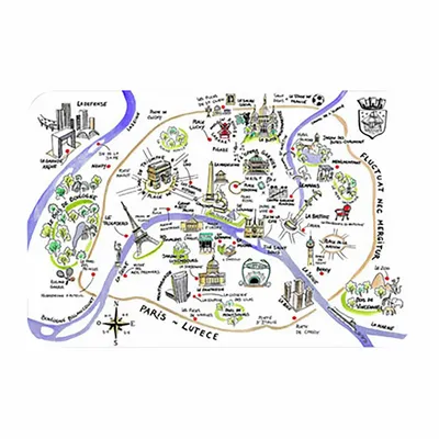 Table cloths - Dessin Paris Placemat Set Assortis 45 X 30 - MAISON VIVARAISE - SDE VIVARAISE WINKLER