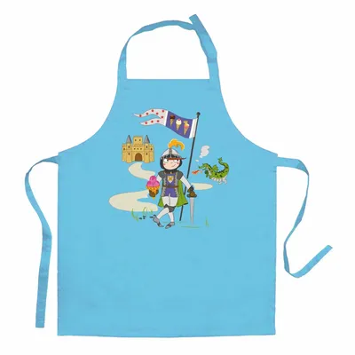 Tabliers de cuisine - Tablier Enfant Chevalier Et Dragon Turquoise 52 X 63 - MAISON VIVARAISE - SDE VIVARAISE WINKLER