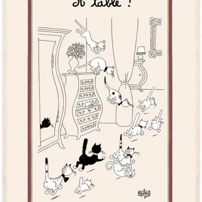 Torchons - Grand Torchon Dubout Retour Des Courses Ecru 60 X 80 - MAISON VIVARAISE - SDE VIVARAISE WINKLER