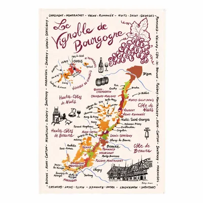 Torchons - Torchon La Carte Des Bourgognes Ecru 48 X 72 - MAISON VIVARAISE - SDE VIVARAISE WINKLER