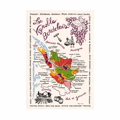 Torchons - Torchon La Carte Des Bordeaux Ecru 48 X 72 - MAISON VIVARAISE - SDE VIVARAISE WINKLER