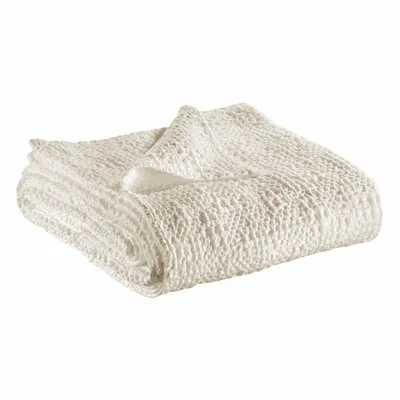 Throw blankets - Tana Throw Blanket Craie 140 X 200 - MAISON VIVARAISE - SDE VIVARAISE WINKLER