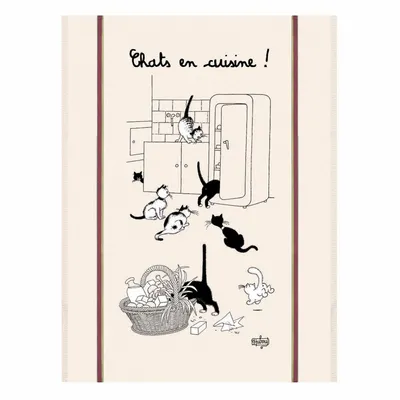 Dish towels - Kitchen Towel Chats En Cuisine Ecru 60 X 80 - MAISON VIVARAISE - SDE VIVARAISE WINKLER