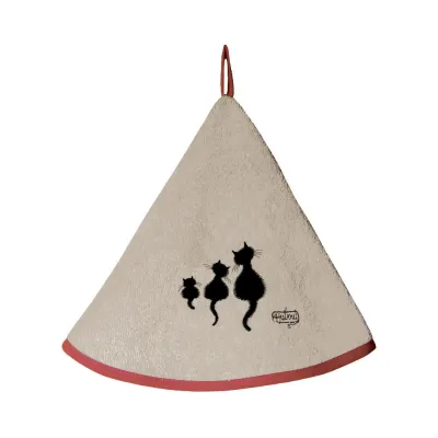 Tea towel - Round K-Towel 3 Chats Dubout Ficelle Diameter 60 - MAISON VIVARAISE - SDE VIVARAISE WINKLER